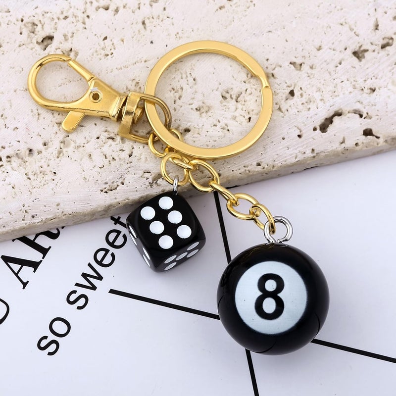 SORGERLY 8 Ball Dice Charm Keychain - Cute Bag Purse Handbag Accessories - Y2K Aesthetic Key Chain for Women Men - Image 3